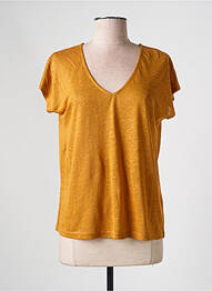 T-shirt col v manches courtes orange INDI & COLD femme