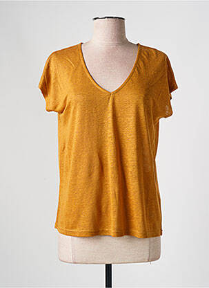 T-shirt col v manches courtes orange INDI & COLD femme