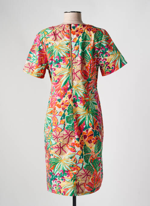 Robe mi-longue imprimé fantaisie manches courtes vert SIGNE NATURE femme