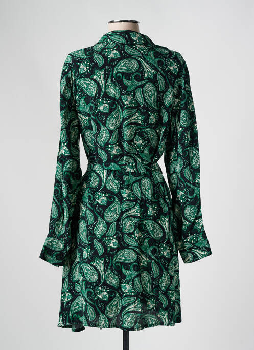 Robe mi-longue imprimé fantaisie manches longues vert ANGE femme