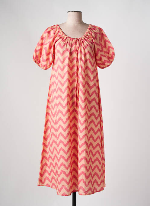 Robe mi-longue orange MUS & BOMBON pour femme