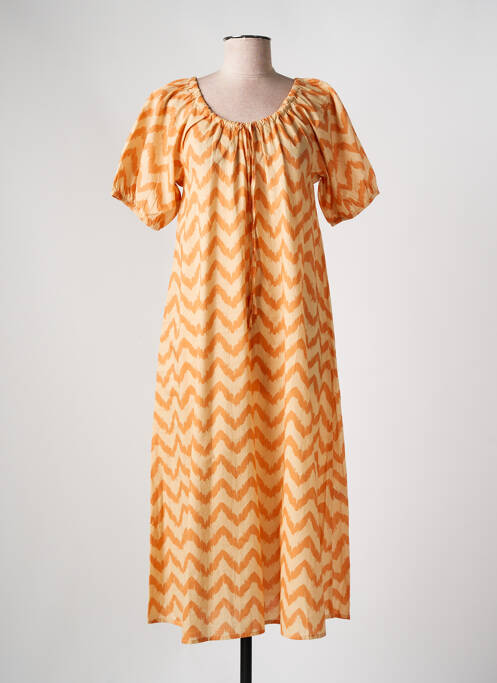 Robe mi-longue orange clair MUS & BOMBON pour femme