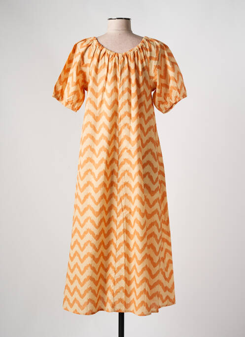Robe mi-longue orange clair MUS & BOMBON pour femme