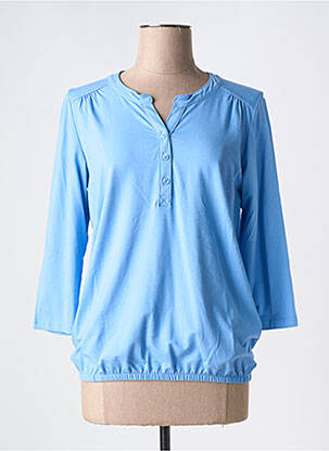 Blouse tissage popeline manches 3/4 bleu BRANDTEX femme