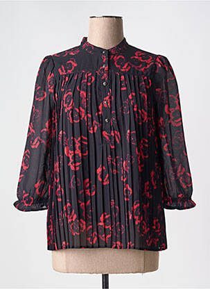 Blouse imprimé fantaisie manches longues noir BRANDTEX femme