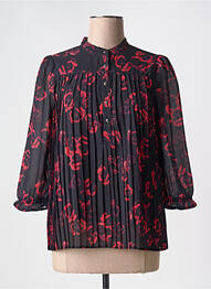 Blouse imprimé fantaisie manches longues noir BRANDTEX femme