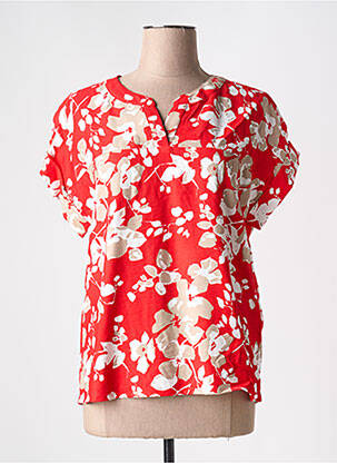 Blouse imprimé fleurs manches courtes rouge BRANDTEX femme