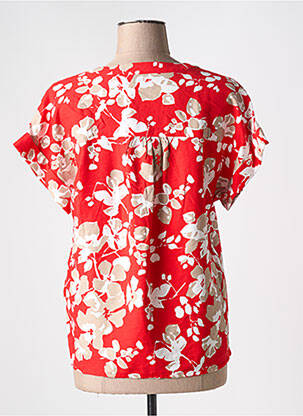 Blouse imprimé fleurs manches courtes rouge BRANDTEX femme