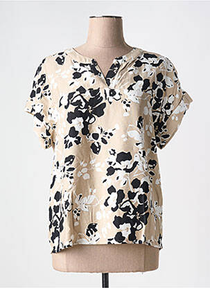 T-shirt col v manches courtes beige BRANDTEX femme