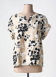 T-shirt col v manches courtes beige BRANDTEX femme