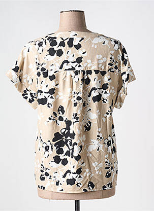 T-shirt col v manches courtes beige BRANDTEX femme
