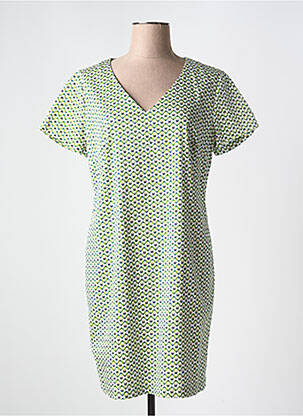 Robe mi-longue imprimé fantaisie manches courtes vert IMPAQT femme