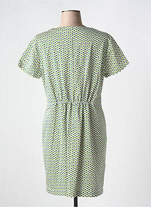 Robe mi-longue imprimé fantaisie manches courtes vert IMPAQT femme
