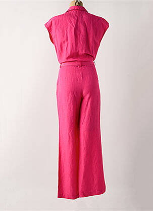 Combi-pantalon fermeture boutonnée sur le devant manches courtes rose COPENHAGEN femme