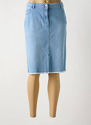 Jupe mi-longue coupe droite bleu SIGNE NATURE femme