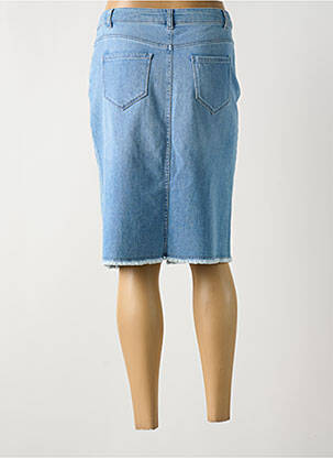 Jupe mi-longue coupe droite bleu SIGNE NATURE femme
