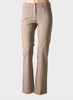 Pantalon slim tissage popeline taille normale marron BRANDTEX femme