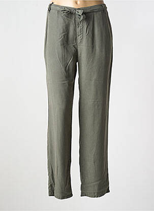 Pantalon droit tissage popeline taille normale vert IMPAQT femme