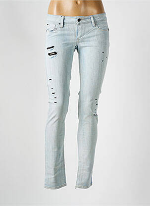 Jeans coupe slim effet usé délavé taille basse bleu SALSA femme