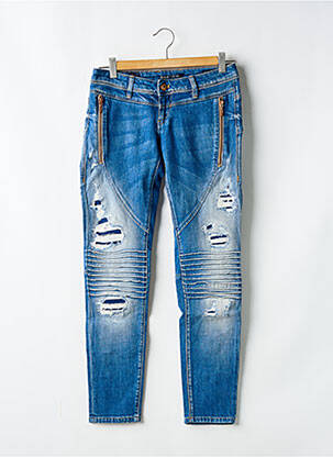 Jeans coupe slim effet usé délavé taille basse bleu SALSA femme