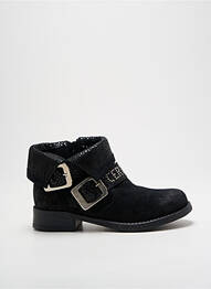 Bottines/boots tissage satiné talon bas noir LE TEMPS DES CERISES fille