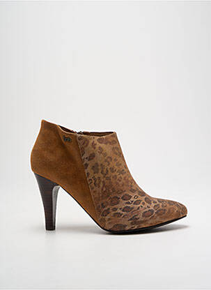 Bottines/boots tissage satiné talon de 7 à 9cm marron LPB femme