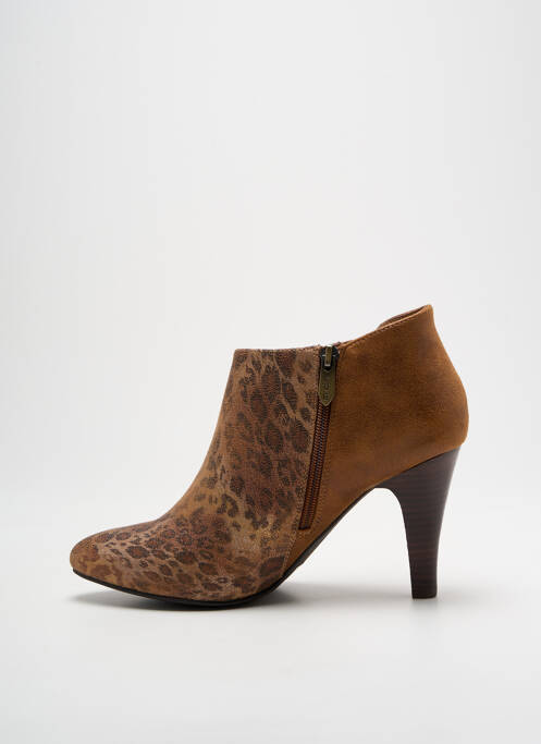 Bottines/boots tissage satiné talon de 7 à 9cm marron LPB femme
