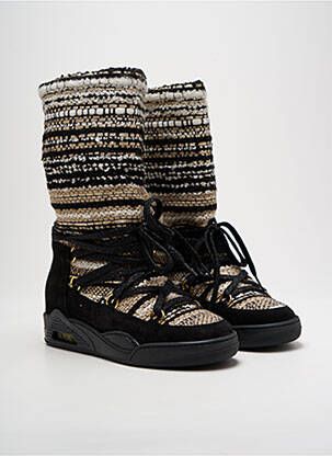 Bottes tissage satiné talon plat jusqu'à 3cm noir SERAFINI femme
