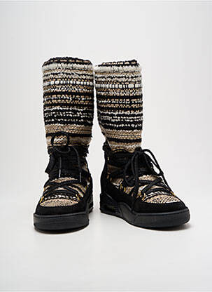 Bottes tissage satiné talon plat jusqu'à 3cm noir SERAFINI femme