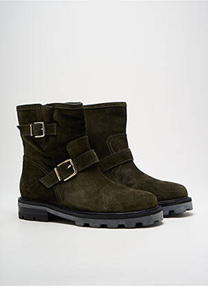 Bottines/boots nubuck talon plat jusqu'à 3cm vert JIMMY CHOO femme