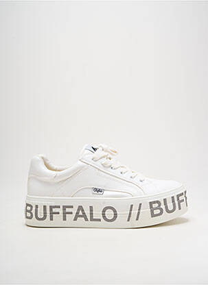 Baskets tissage satiné talon de 4 à 6cm blanc BUFFALO femme