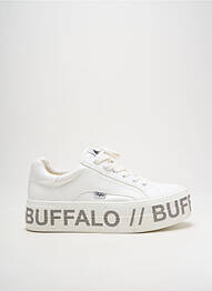 Baskets tissage satiné talon de 4 à 6cm blanc BUFFALO femme