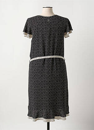 Robe mi-longue coupe fluide manches courtes noir CONCEPT K femme
