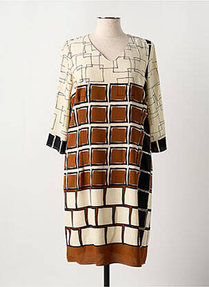 Robe mi-longue coupe fluide manches 3/4 beige MERI & ESCA femme
