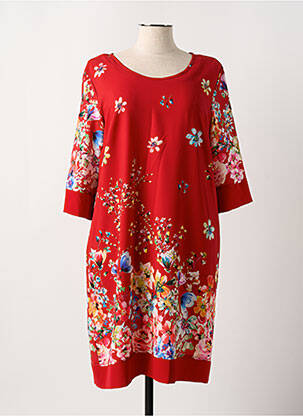 Robe mi-longue coupe fluide manches 3/4 rouge FRED SABATIER femme