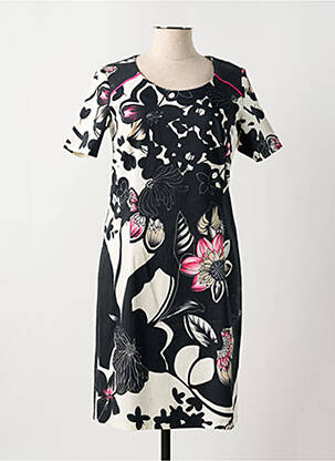 Robe mi-longue imprimé fleurs manches courtes noir JEAN DELFIN femme