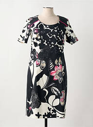 Robe mi-longue imprimé fleurs manches courtes noir JEAN DELFIN femme