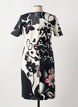 Robe mi-longue imprimé fleurs manches courtes noir JEAN DELFIN femme