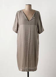 Robe mi-longue coupe fluide manches courtes marron FRED SABATIER femme