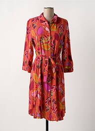 Robe mi-longue imprimé fleurs manches longues rouge SURKANA femme