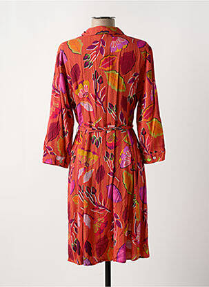 Robe mi-longue imprimé fleurs manches longues rouge SURKANA femme