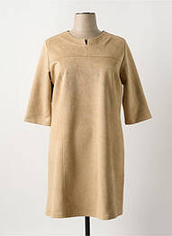 Robe mi-longue manches 3/4 manches 3/4 beige PLURIELLES femme