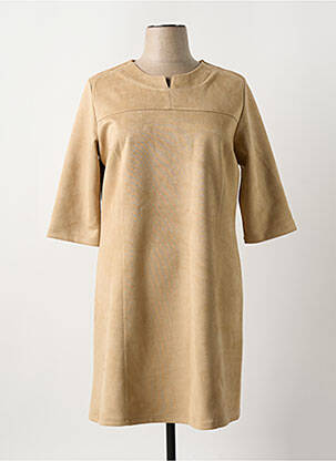 Robe mi-longue manches 3/4 manches 3/4 beige PLURIELLES femme