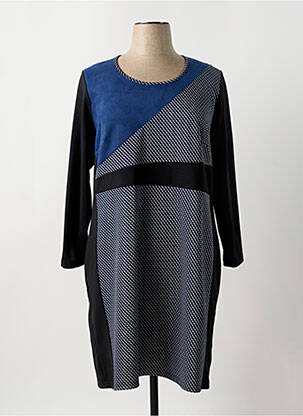 Robe mi-longue imprimé fantaisie manches longues noir GUY DUBOUIS femme