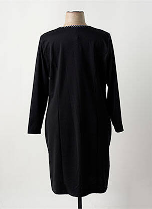 Robe mi-longue imprimé fantaisie manches longues noir GUY DUBOUIS femme