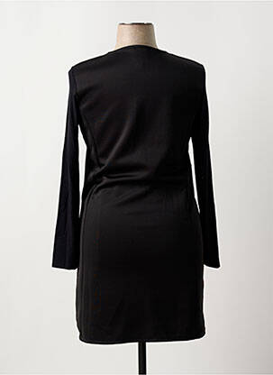 Robe mi-longue imprimé fantaisie manches longues noir GUY DUBOUIS femme