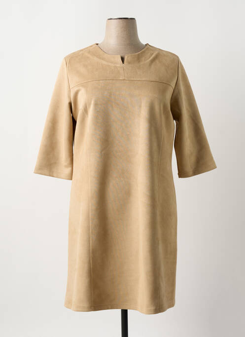Robe mi-longue beige PLURIELLES pour femme