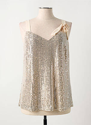 Top col v sans manche beige FRED SABATIER femme