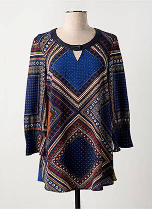 Blouse imprimé fantaisie manches longues bleu JEAN DELFIN femme