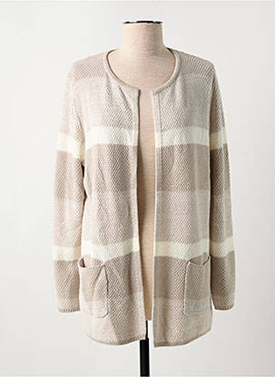 Gilet manches longues col rond beige MARBLE femme